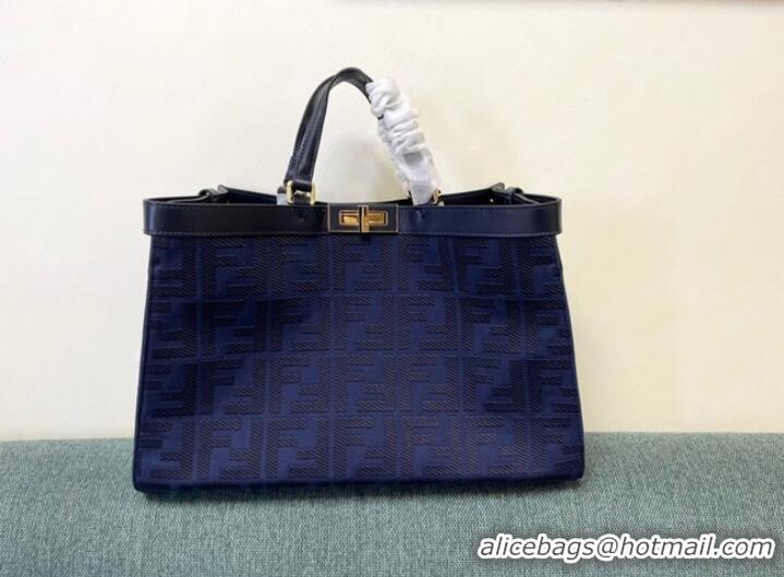 Reasonable Price Fendi X-Tote houndstooth wool shopper with FF embroidery 8BH374A dark blue