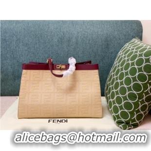 Top Quality Fendi X-Tote houndstooth wool shopper with FF embroidery 8BH374A Beige