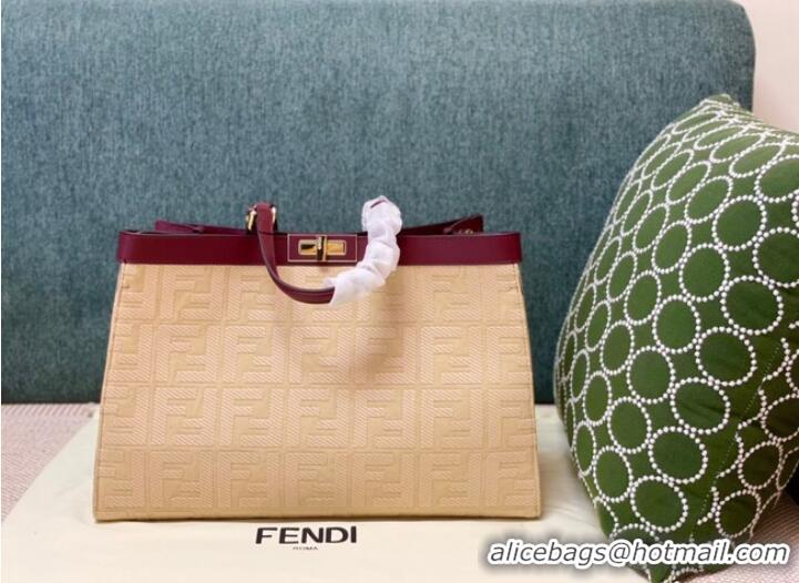 Top Quality Fendi X-Tote houndstooth wool shopper with FF embroidery 8BH374A Beige