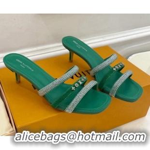 Top Grade Louis Vuitton Appeal Mid-Heel Slide Sandals 5.5cm Green 081072