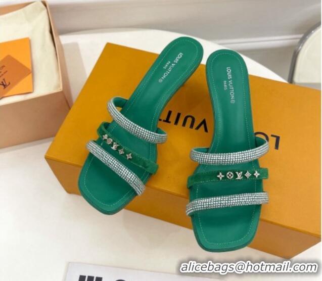 Top Grade Louis Vuitton Appeal Mid-Heel Slide Sandals 5.5cm Green 081072