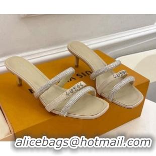 Classic Hot Louis Vuitton Appeal Mid-Heel Slide Sandals 5.5cm Apricot 081073