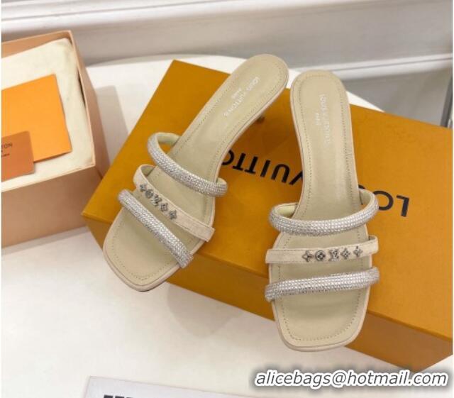 Classic Hot Louis Vuitton Appeal Mid-Heel Slide Sandals 5.5cm Apricot 081073