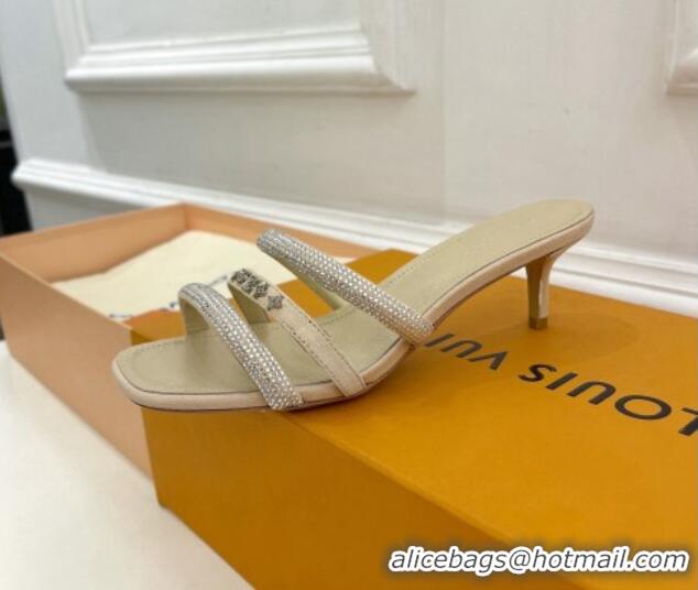 Classic Hot Louis Vuitton Appeal Mid-Heel Slide Sandals 5.5cm Apricot 081073