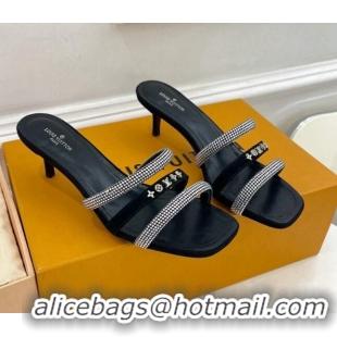 Good Looking Louis Vuitton Appeal Mid-Heel Slide Sandals 5.5cm Black 081074