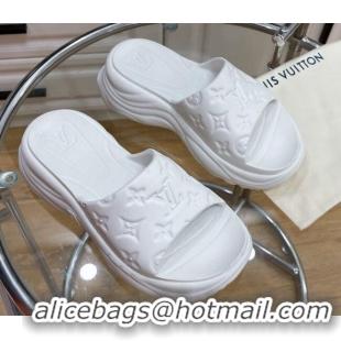 Purchase Louis Vuitton Pool 55 Monogram Rubber Comfort Slide Sandals White 081330