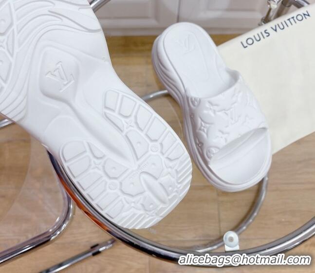 Purchase Louis Vuitton Pool 55 Monogram Rubber Comfort Slide Sandals White 081330