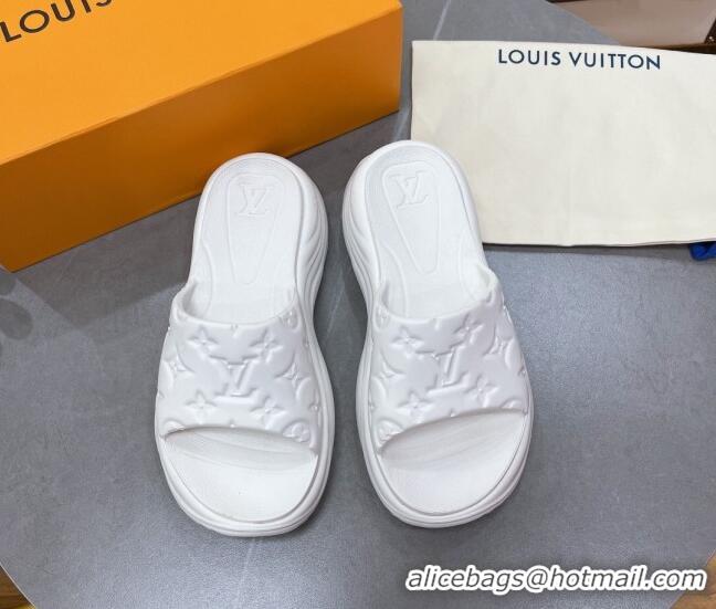 Purchase Louis Vuitton Pool 55 Monogram Rubber Comfort Slide Sandals White 081330