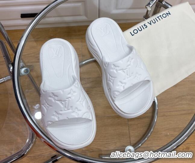 Purchase Louis Vuitton Pool 55 Monogram Rubber Comfort Slide Sandals White 081330