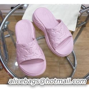 Best Price Louis Vuitton Pool 55 Monogram Rubber Comfort Slide Sandals Pink 081331