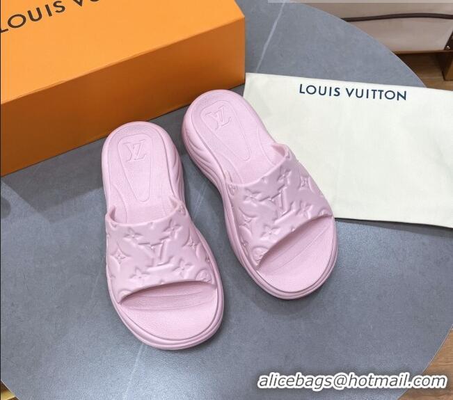 Best Price Louis Vuitton Pool 55 Monogram Rubber Comfort Slide Sandals Pink 081331