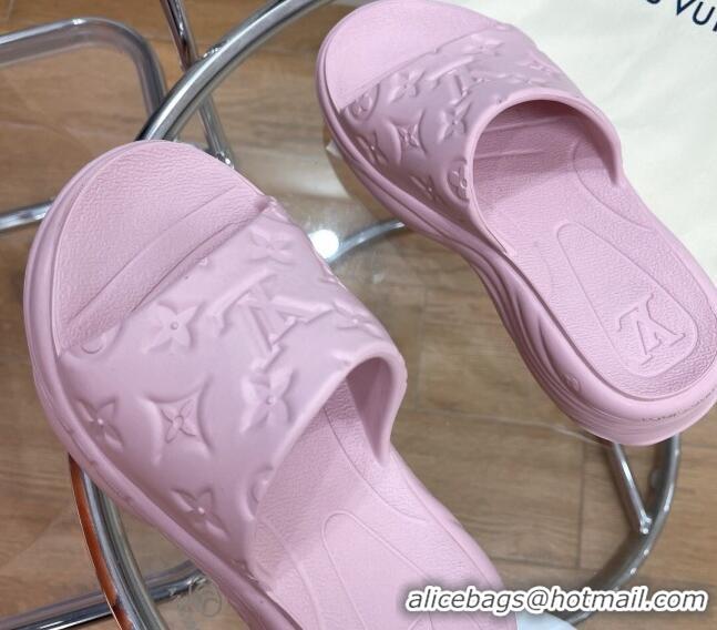 Best Price Louis Vuitton Pool 55 Monogram Rubber Comfort Slide Sandals Pink 081331