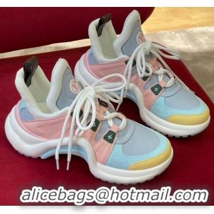 Hot Style Louis Vuitton LV Archlight Leather Sneakers 81902 Pink/Blue/Ginger 818058