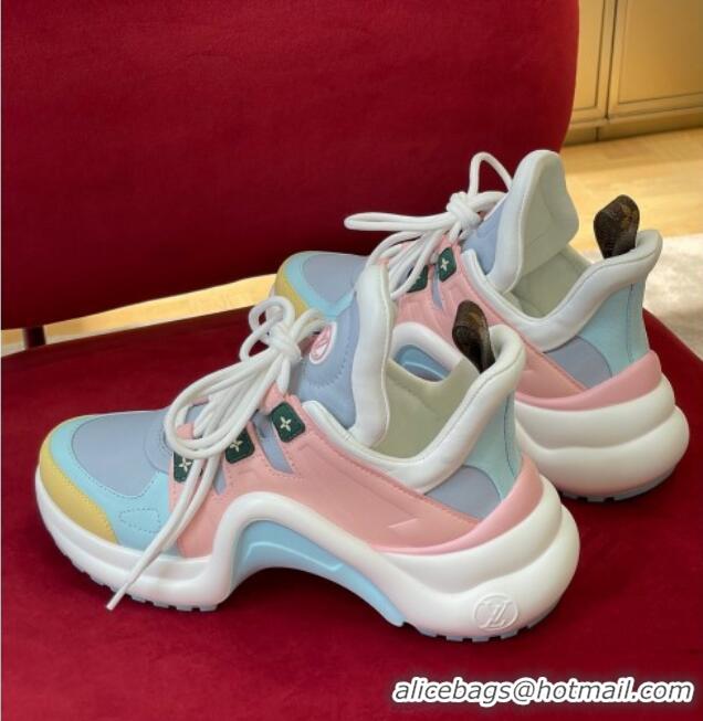 Hot Style Louis Vuitton LV Archlight Leather Sneakers 81902 Pink/Blue/Ginger 818058