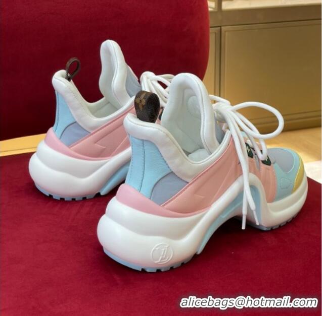 Hot Style Louis Vuitton LV Archlight Leather Sneakers 81902 Pink/Blue/Ginger 818058