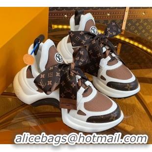 Sumptuous Louis Vuitton LV Archlight Sneakers with Ribbon Laces Brown/White 819061