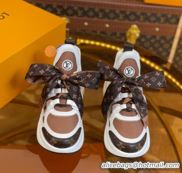 Sumptuous Louis Vuitton LV Archlight Sneakers with Ribbon Laces Brown/White 819061