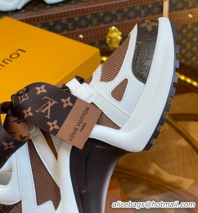 Sumptuous Louis Vuitton LV Archlight Sneakers with Ribbon Laces Brown/White 819061