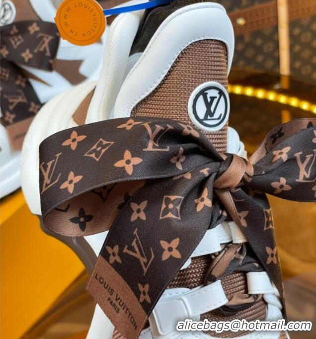 Sumptuous Louis Vuitton LV Archlight Sneakers with Ribbon Laces Brown/White 819061