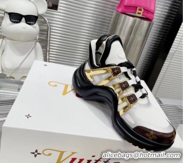 Low Cost Louis Vuitton LV Archlight Mesh Sneakers 81906 Gold/White/Black