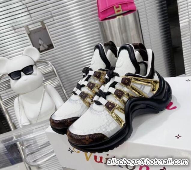 Low Cost Louis Vuitton LV Archlight Mesh Sneakers 81906 Gold/White/Black