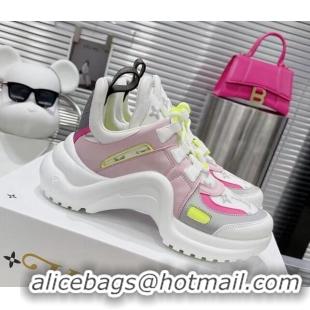 Pretty Style Louis Vuitton LV Archlight Leather & Fabric Sneakers 81909 Pink/Grey/White