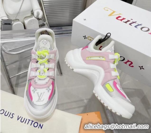 Pretty Style Louis Vuitton LV Archlight Leather & Fabric Sneakers 81909 Pink/Grey/White