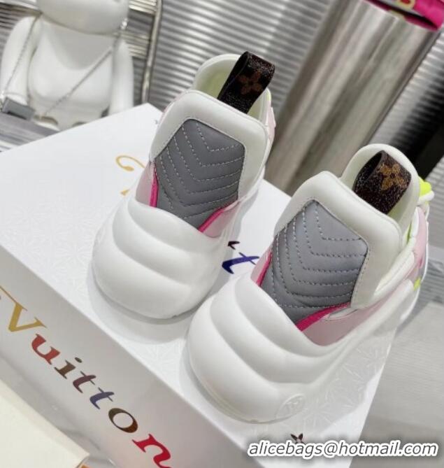 Pretty Style Louis Vuitton LV Archlight Leather & Fabric Sneakers 81909 Pink/Grey/White