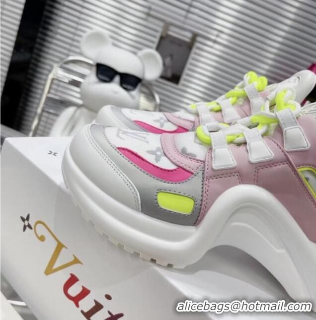 Pretty Style Louis Vuitton LV Archlight Leather & Fabric Sneakers 81909 Pink/Grey/White