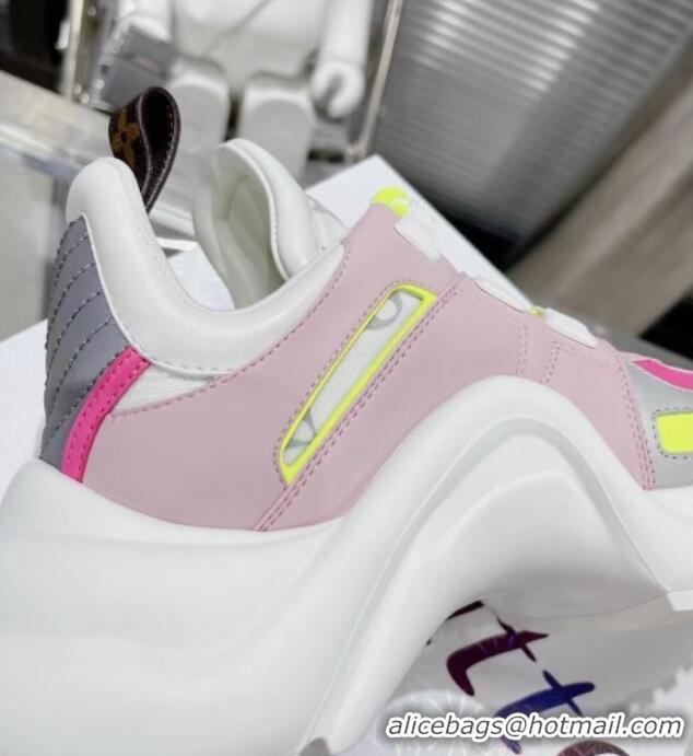 Pretty Style Louis Vuitton LV Archlight Leather & Fabric Sneakers 81909 Pink/Grey/White