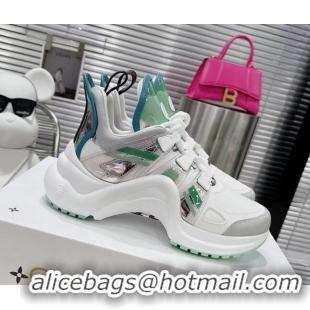 Shop Duplicate Louis Vuitton LV Archlight Leather & Fabric Sneakers 81911 White/Green/Silver 0819071