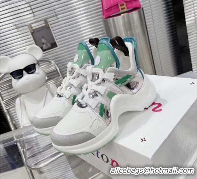 Shop Duplicate Louis Vuitton LV Archlight Leather & Fabric Sneakers 81911 White/Green/Silver 0819071