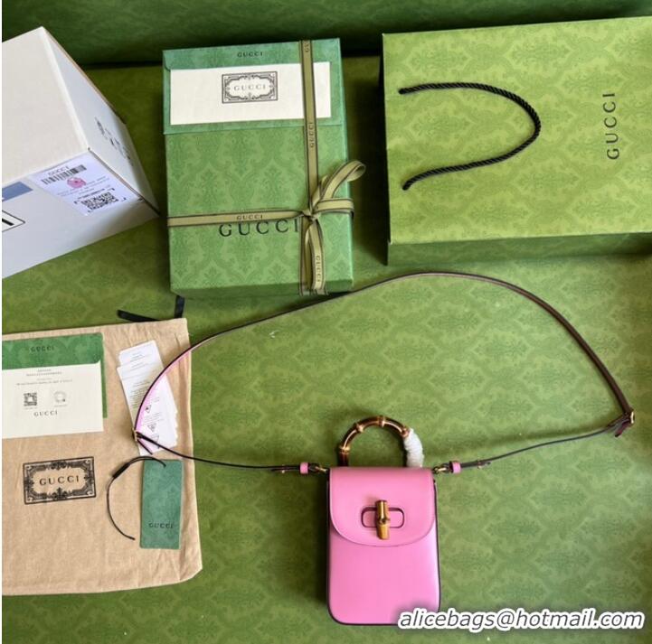 Promotional Gucci Bamboo mini handbag 702106 pink