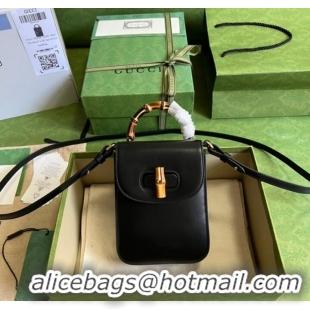 Famous Brand Gucci Bamboo mini handbag 702106 black