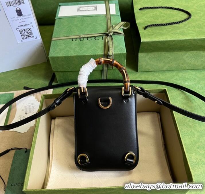 Famous Brand Gucci Bamboo mini handbag 702106 black