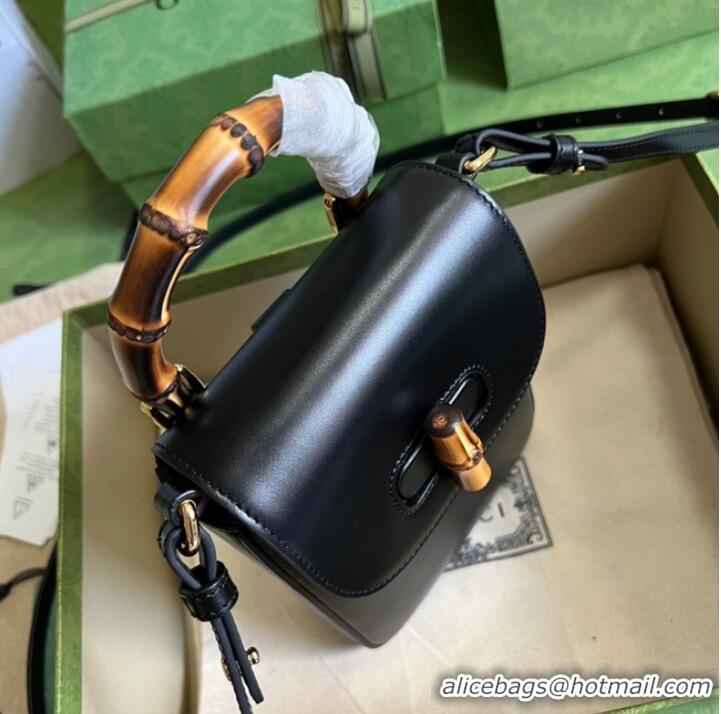 Famous Brand Gucci Bamboo mini handbag 702106 black