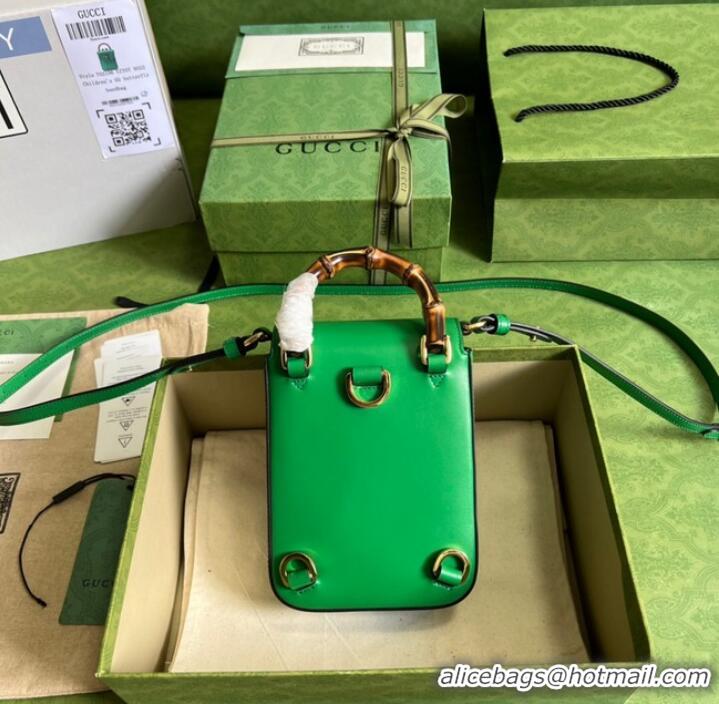 Trendy Design Gucci Bamboo mini handbag 702106 green