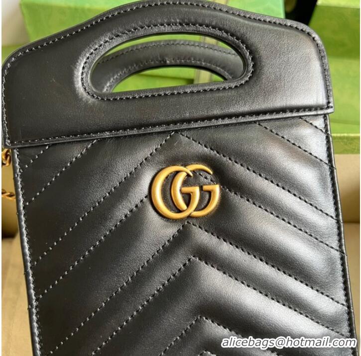 Most Popular Gucci GG Marmont top handle mini bag 699756 black