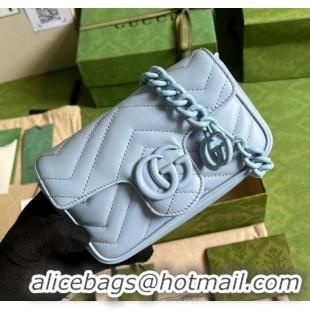 Reasonable Price Gucci GG Marmont belt bag 699757 light blue