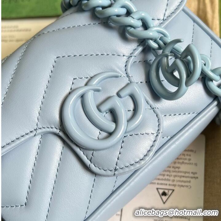 Reasonable Price Gucci GG Marmont belt bag 699757 light blue