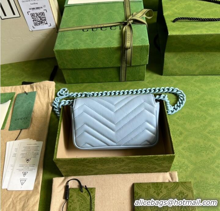 Reasonable Price Gucci GG Marmont belt bag 699757 light blue