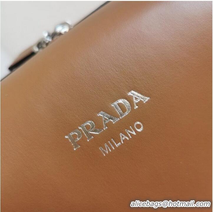 Top Design Prada leather tote bag 1BD665 caramel