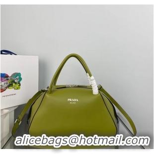 Top Grade Prada leather tote bag 1BD665 green