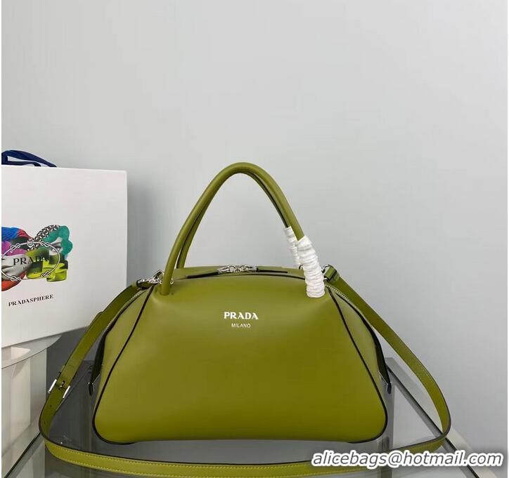 Top Grade Prada leather tote bag 1BD665 green