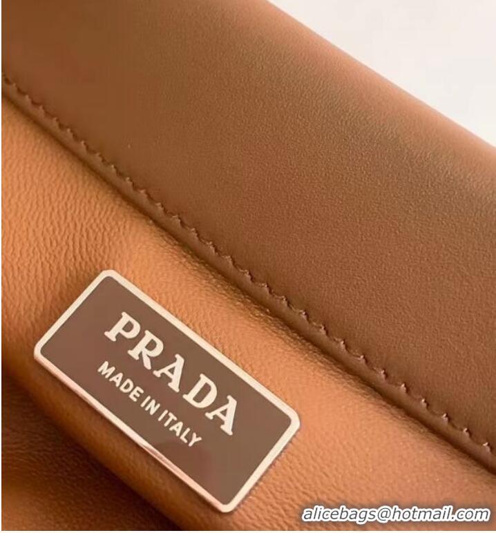 Buy Cheapest Prada leather Top Handle 1BD866 caramel