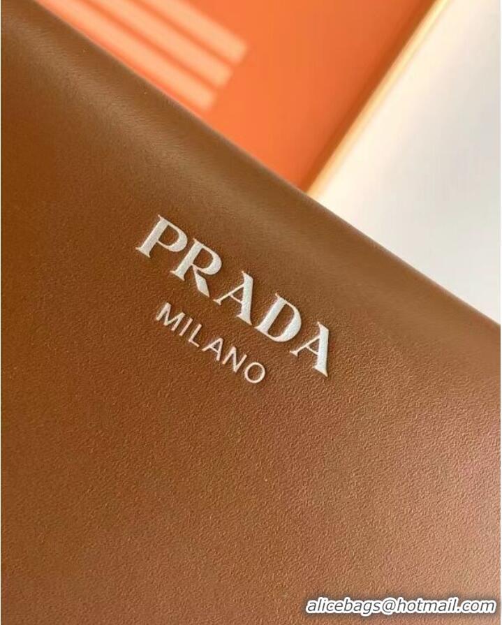 Buy Cheapest Prada leather Top Handle 1BD866 caramel