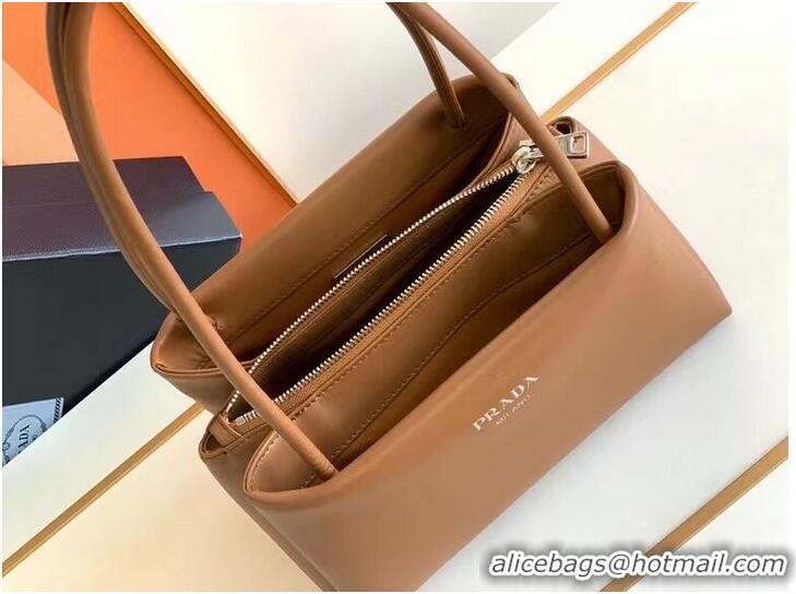 Buy Cheapest Prada leather Top Handle 1BD866 caramel