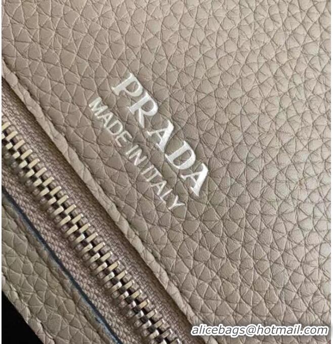 Good Quality Prada Leather bag with shoulder strap 1DB443 gray