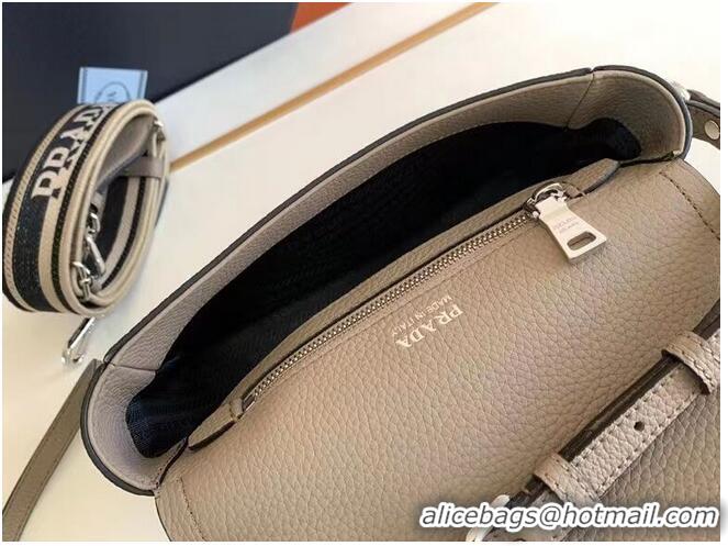 Good Quality Prada Leather bag with shoulder strap 1DB443 gray