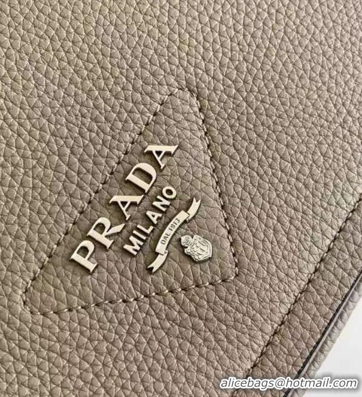 Good Quality Prada Leather bag with shoulder strap 1DB443 gray